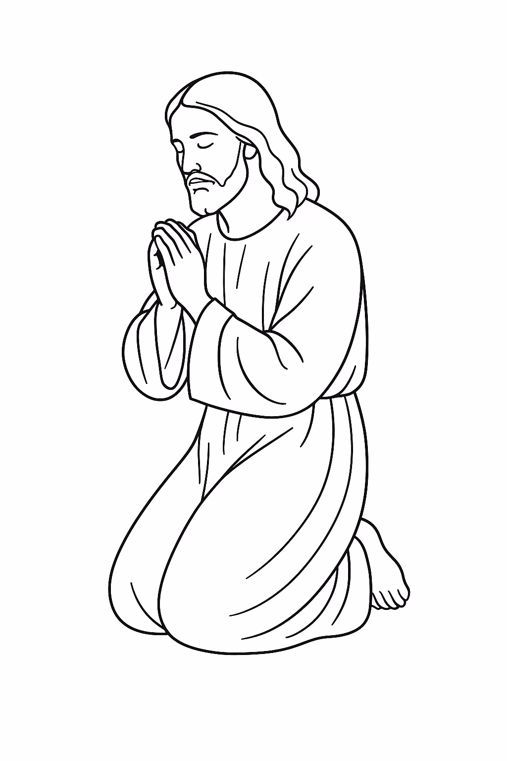 Jesus orando para colorir — desenho para imprimir