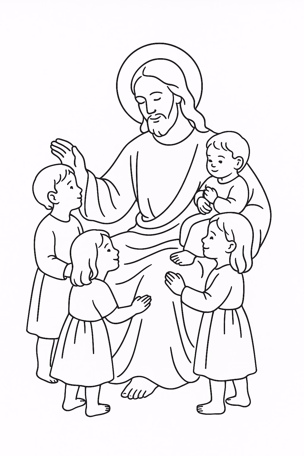 Jesus criancas para colorir — desenho para imprimir