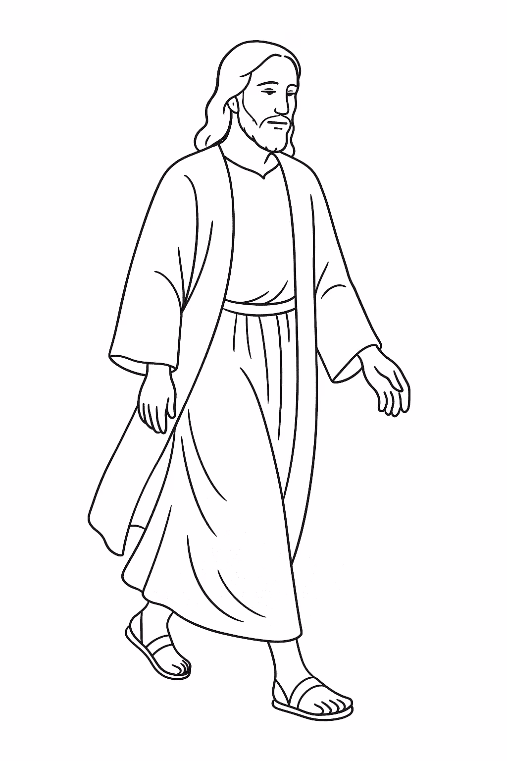 Jesus caminhando para colorir — desenho para imprimir