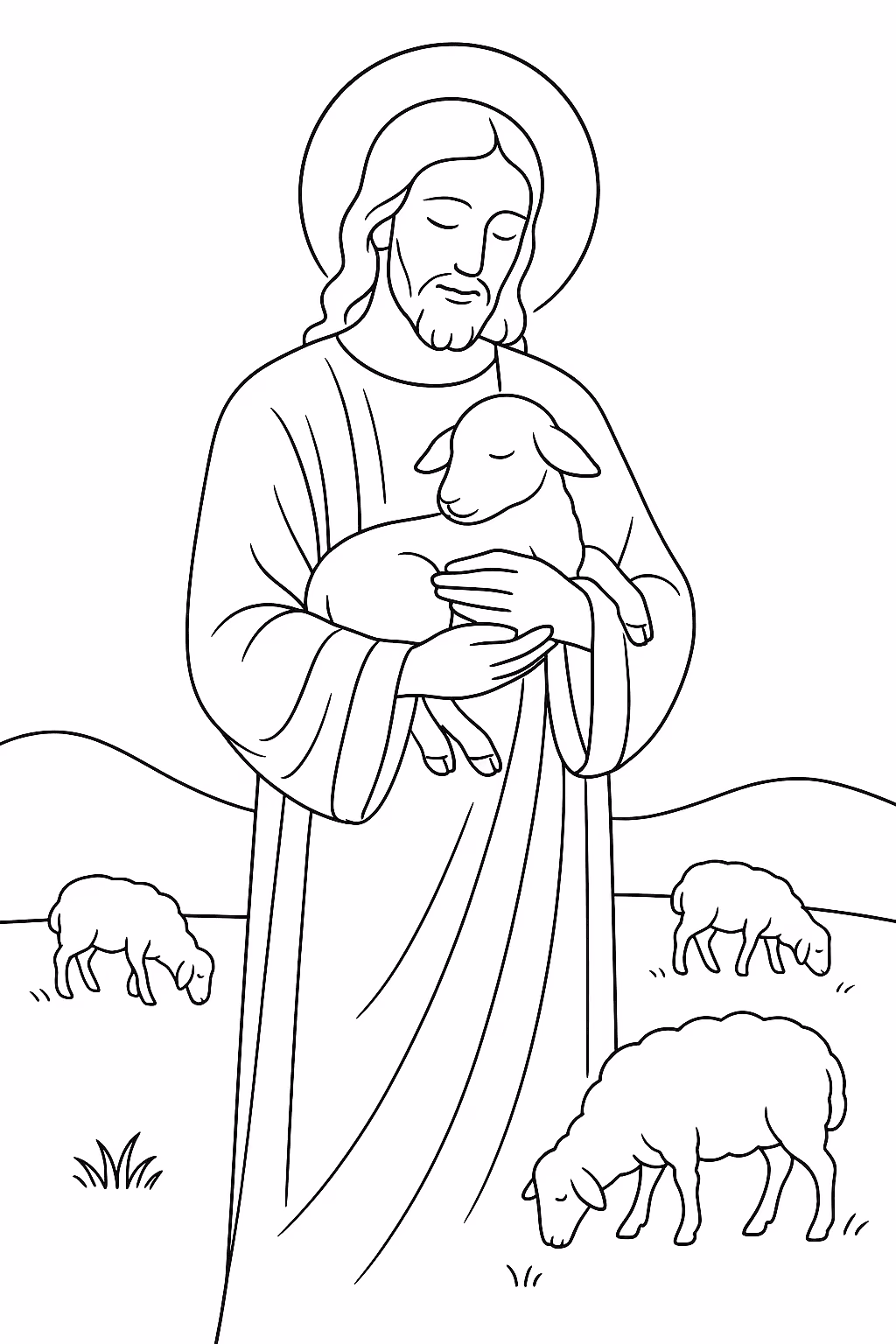 Jesus cordeiro para colorir — desenho para imprimir