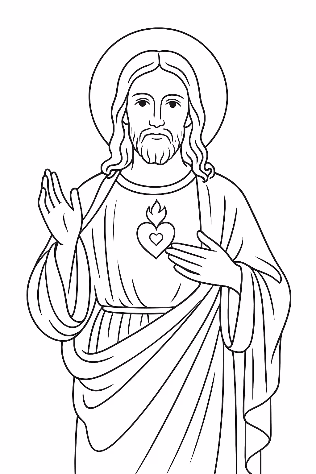 Jesus coracao para colorir — desenho para imprimir