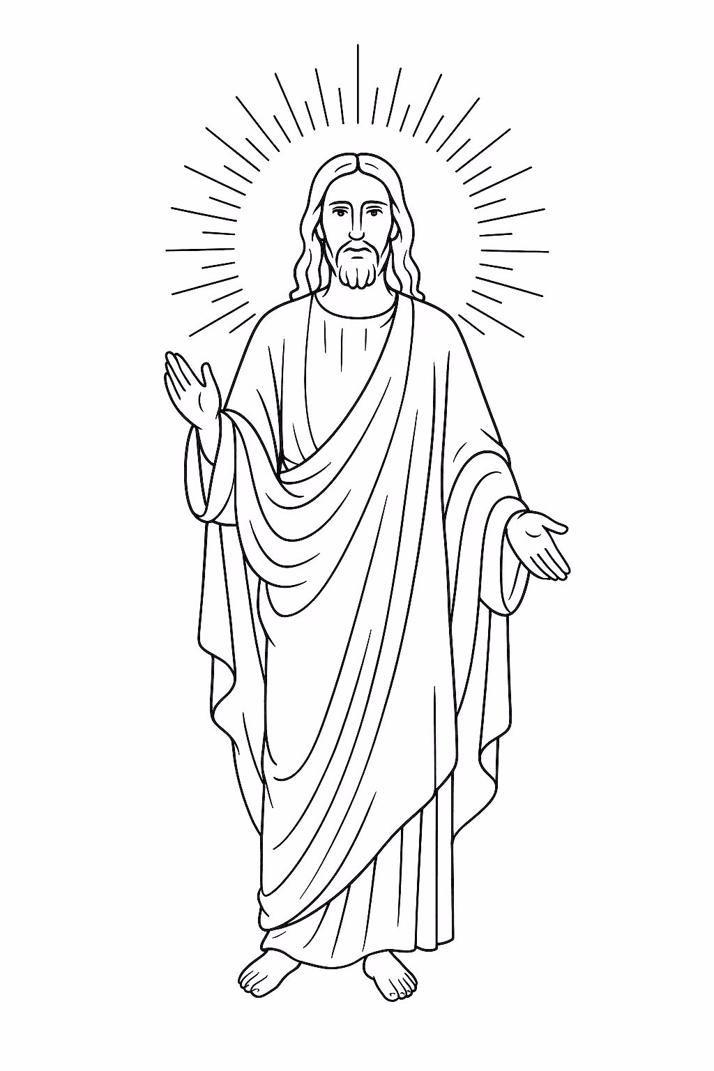 Jesus luz para colorir — desenho para imprimir