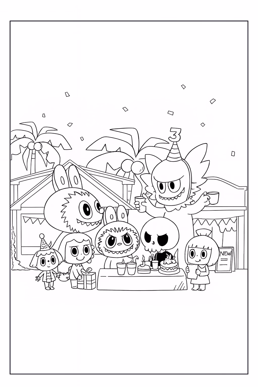 Labubu para colorir — desenho para imprimir