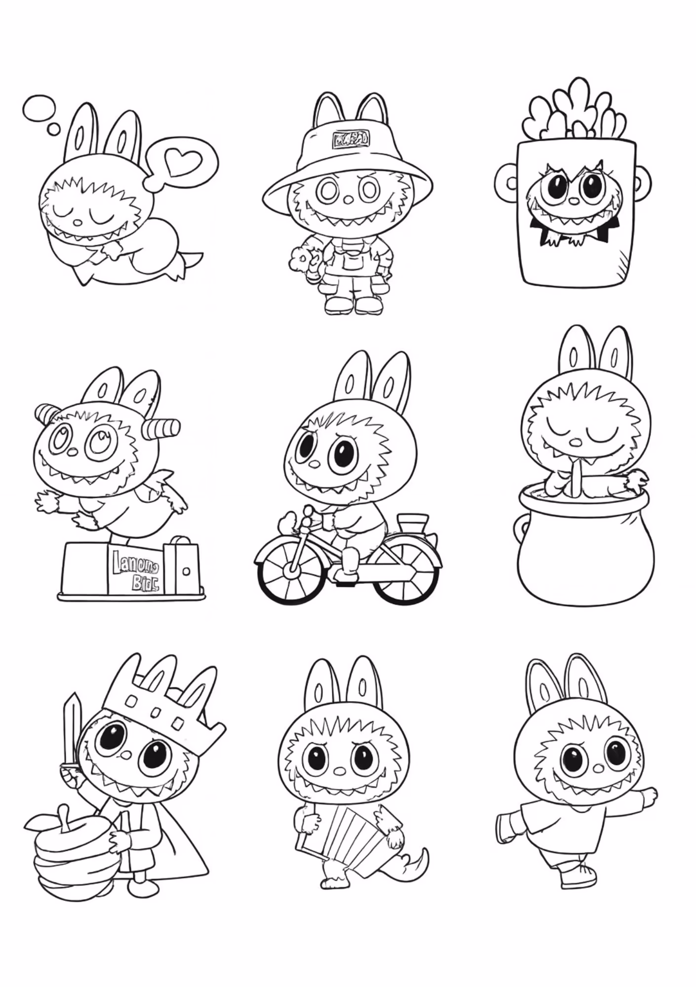 Labubu para colorir — desenho para imprimir