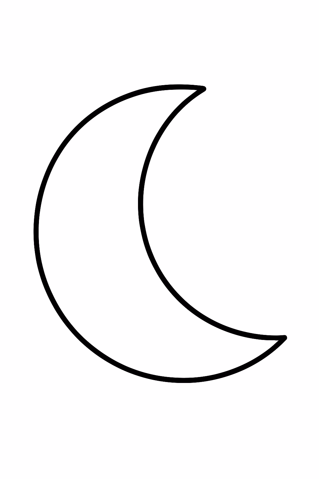 Lua crescente simples min para colorir — desenho para imprimir