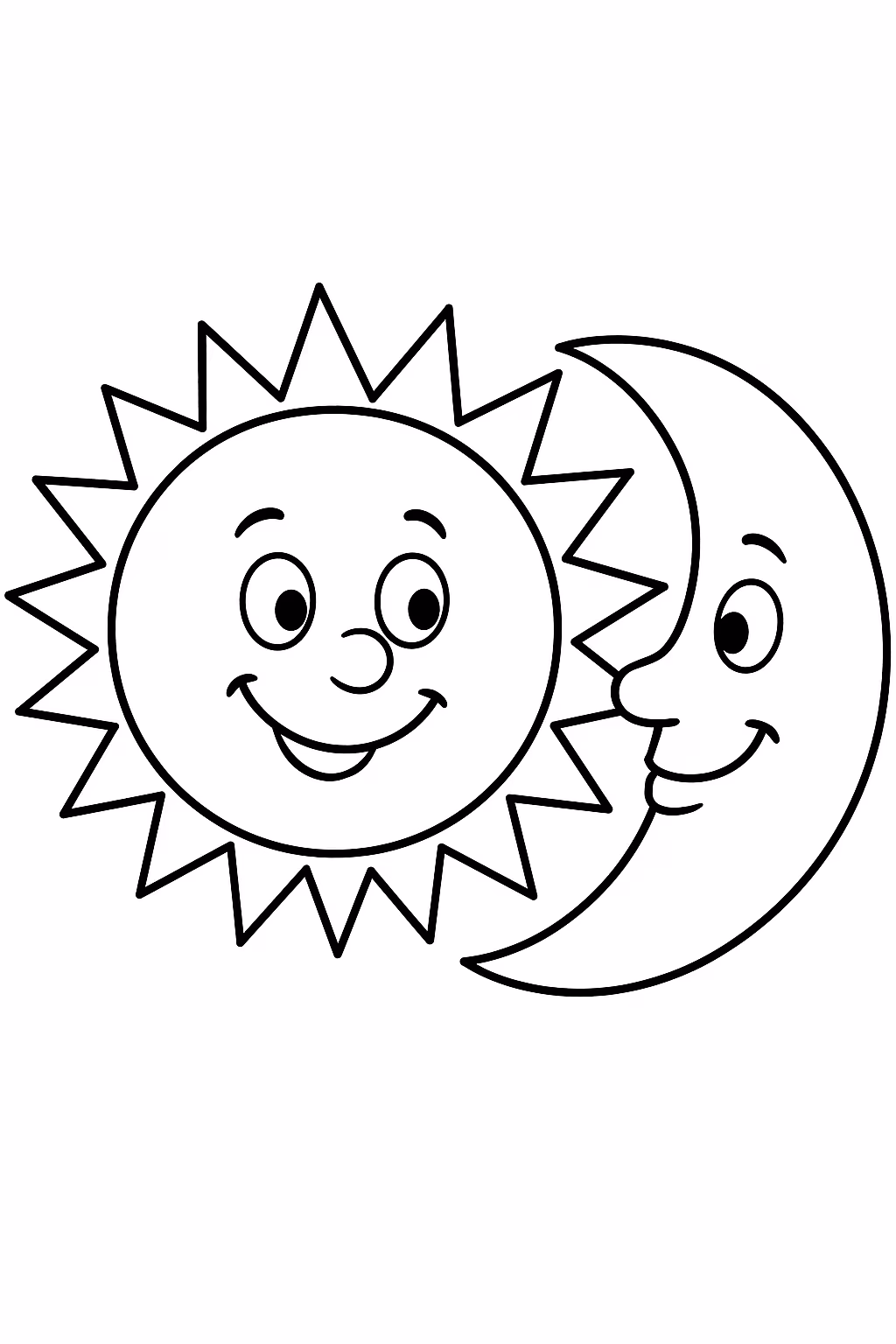 Lua sol lua min para colorir — desenho para imprimir