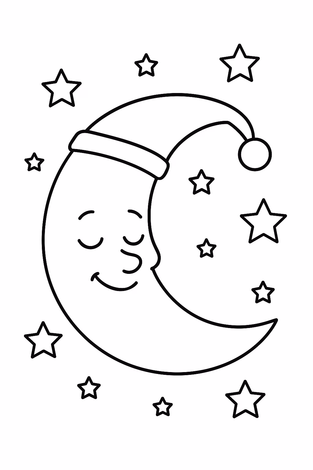 Lua lua dormindo min para colorir — desenho para imprimir