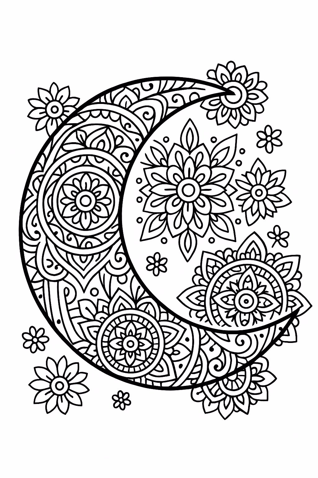 Lua lua mandala min para colorir — desenho para imprimir