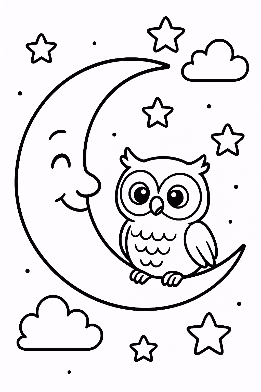 Lua lua coruja min para colorir — desenho para imprimir
