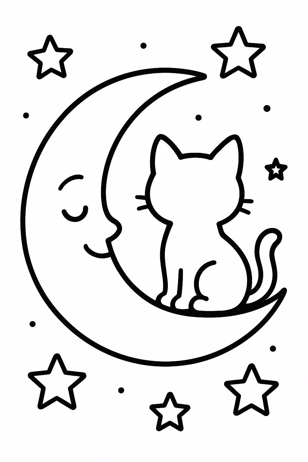 Lua lua gato min para colorir — desenho para imprimir
