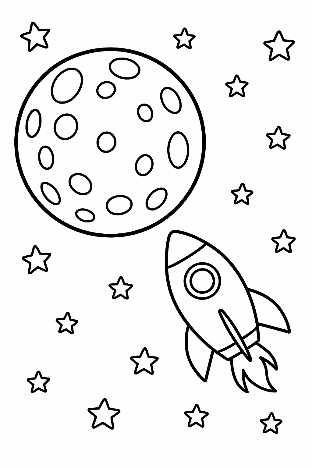 Lua lua foguete min para colorir — desenho para imprimir
