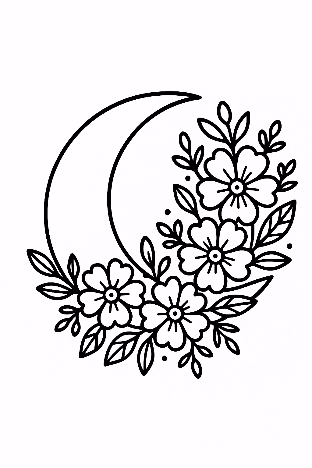 Lua lua flores min para colorir — desenho para imprimir