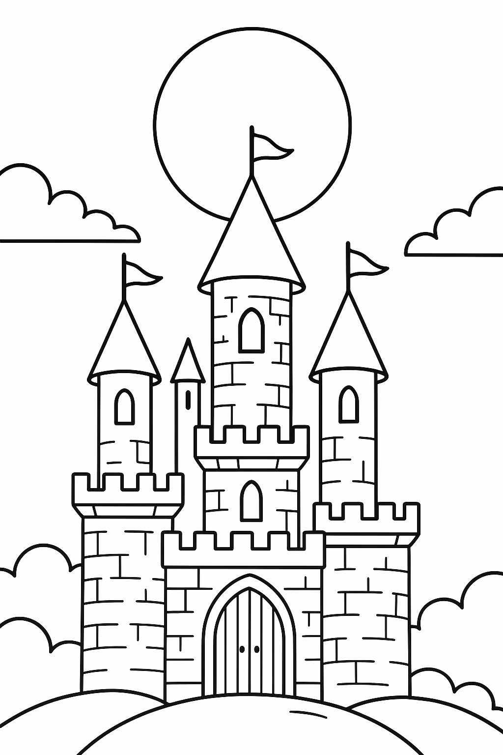 Lua lua castelo min para colorir — desenho para imprimir