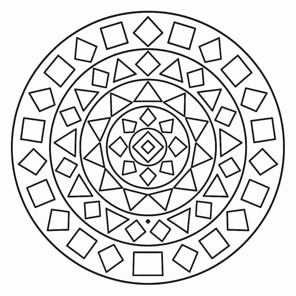 Mandala geometrica para colorir — desenho para imprimir