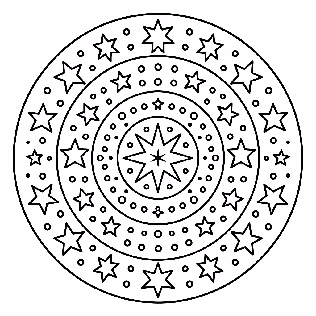 Mandala estrelas para colorir — desenho para imprimir