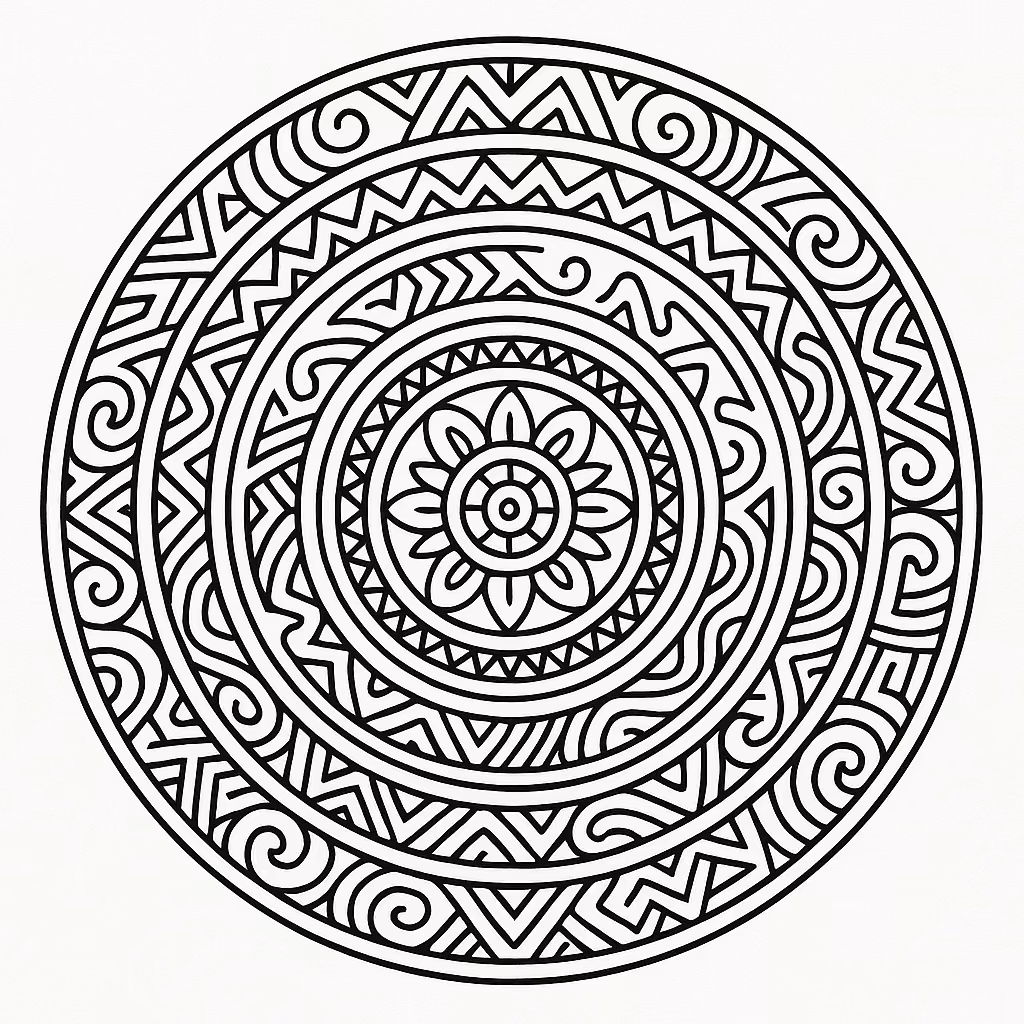 Mandala tribal para colorir — desenho para imprimir