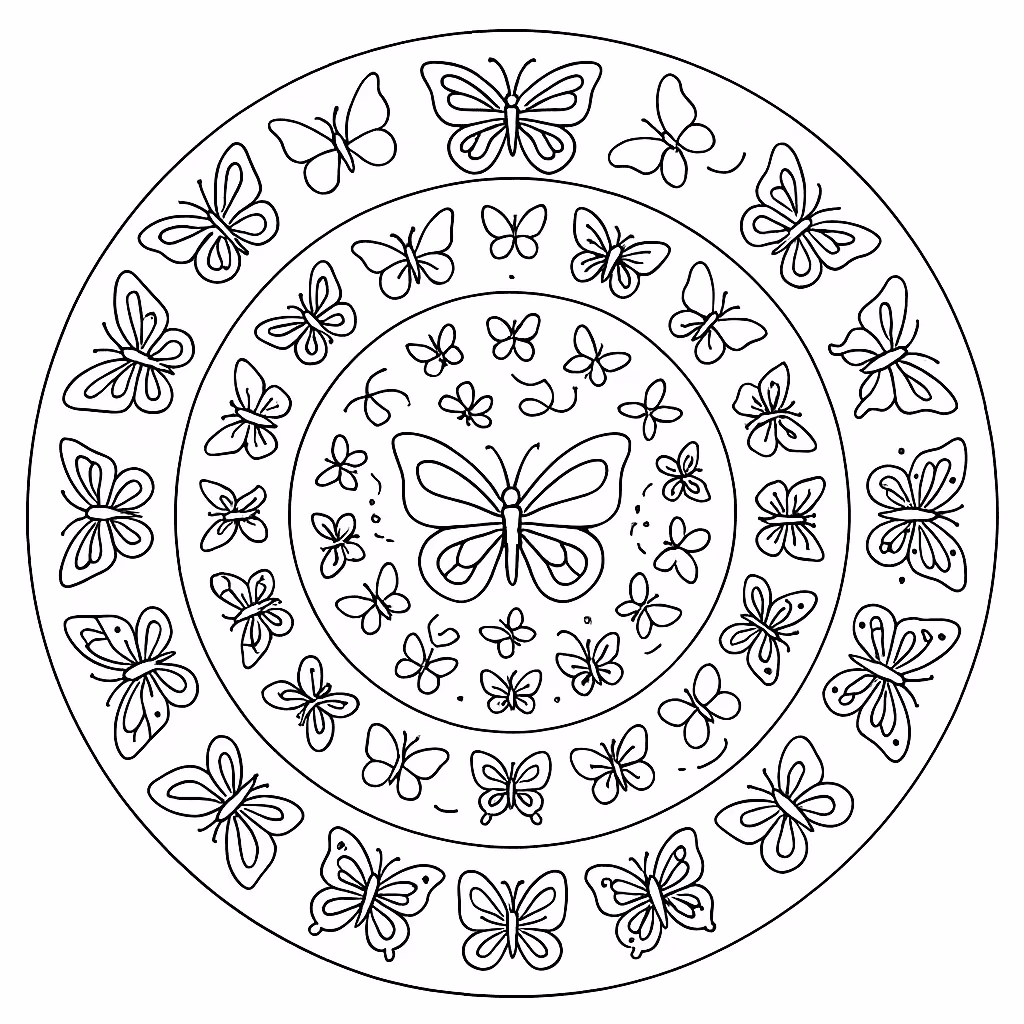 Mandala borboletas para colorir — desenho para imprimir