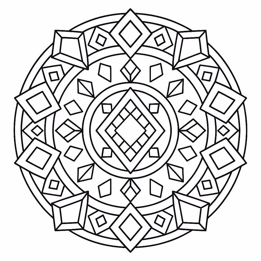 Mandala diamantes para colorir — desenho para imprimir