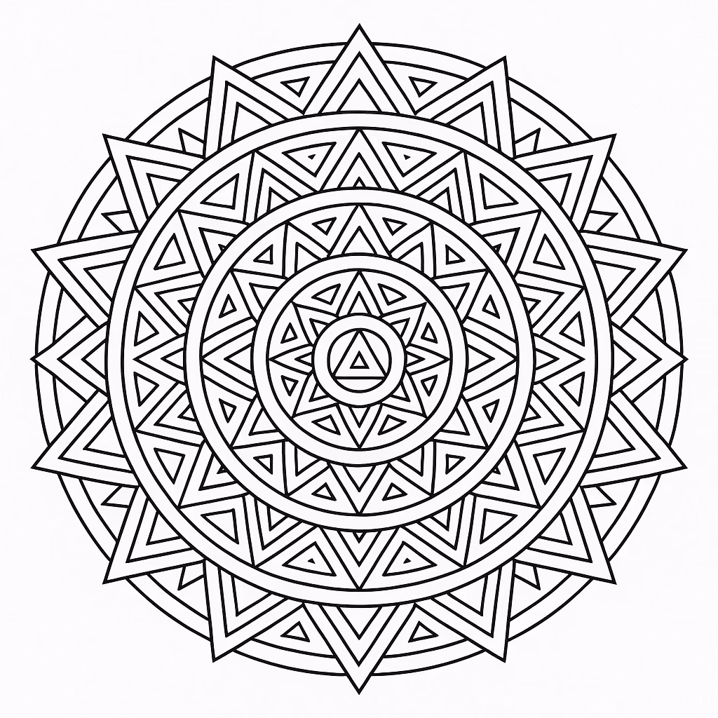 Mandala triangulos para colorir — desenho para imprimir