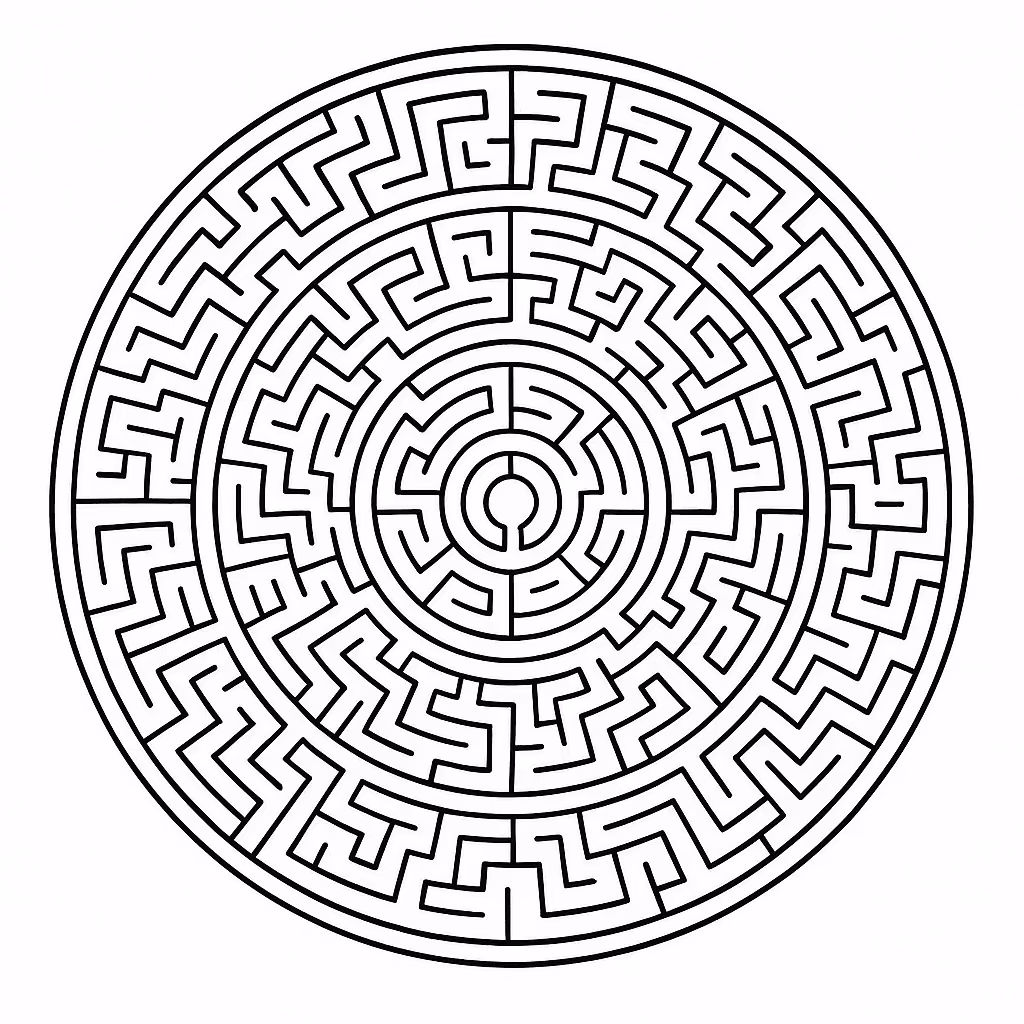 Mandala labirinto para colorir — desenho para imprimir