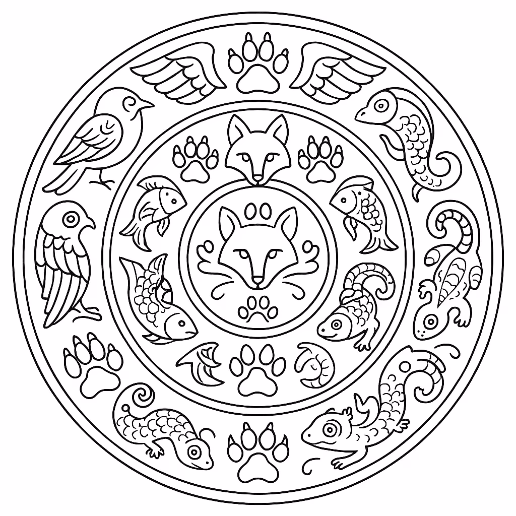 Mandala animal para colorir — desenho para imprimir