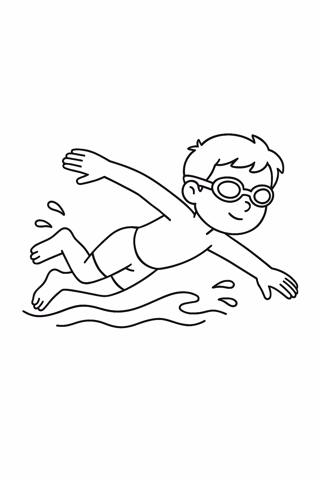 Menino natacao para colorir — desenho para imprimir
