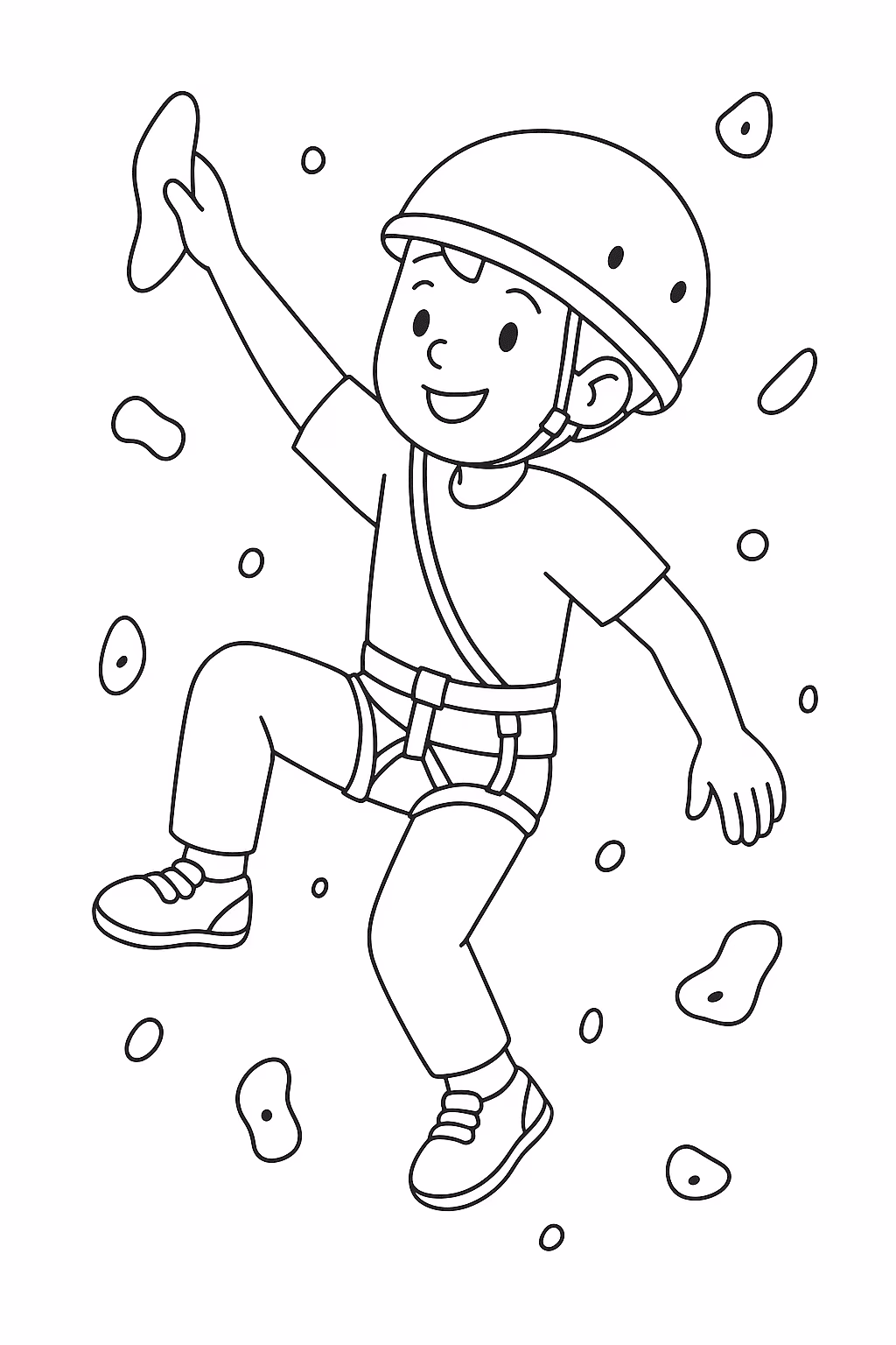 Menino escalada para colorir — desenho para imprimir