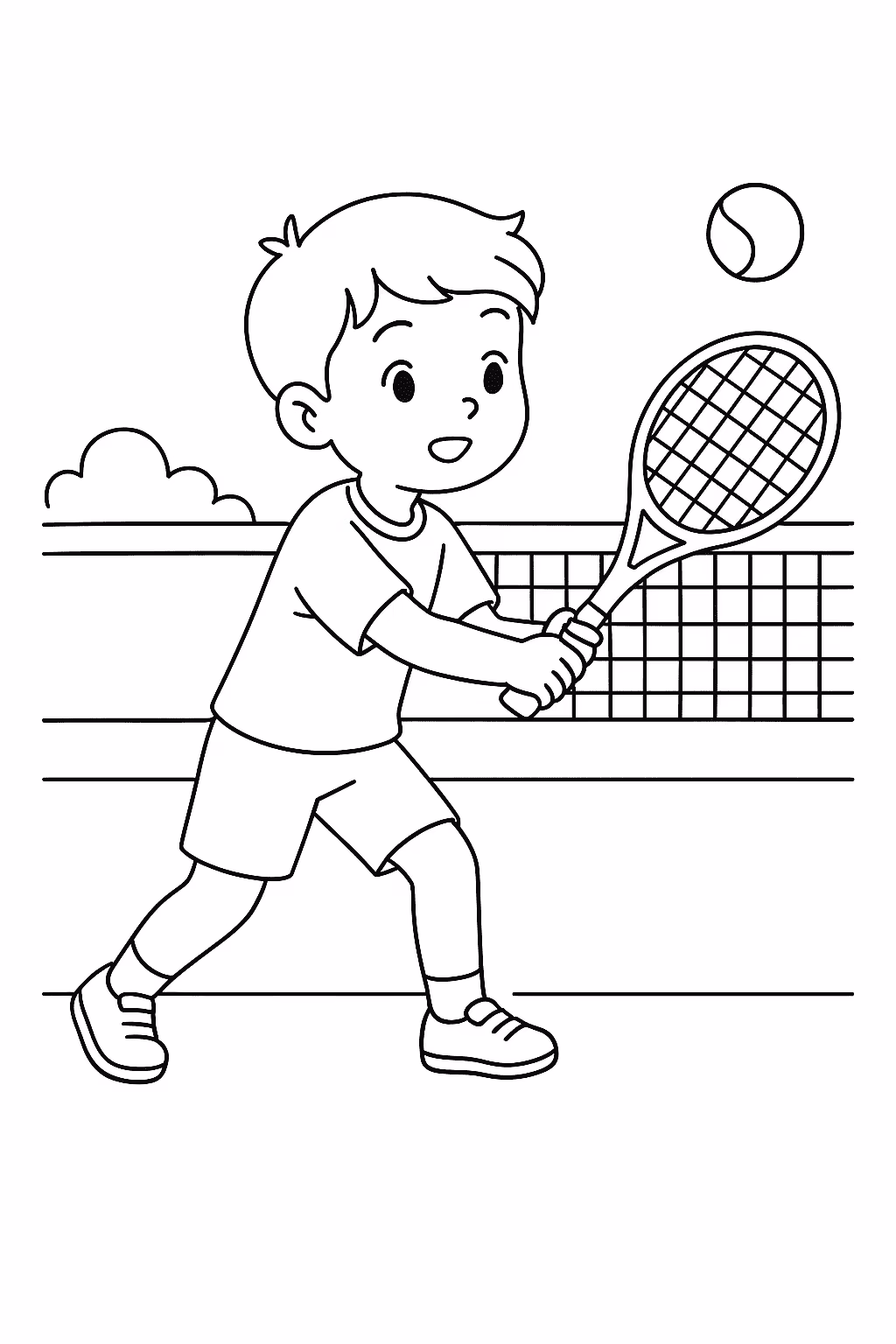 Menino tenis para colorir — desenho para imprimir