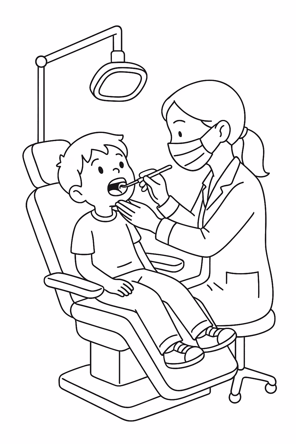 Menino dentista para colorir — desenho para imprimir