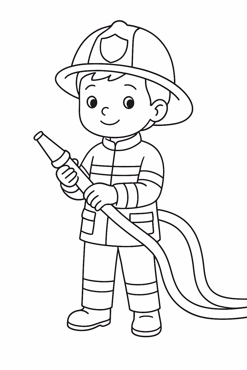 Menino bombeiro para colorir — desenho para imprimir