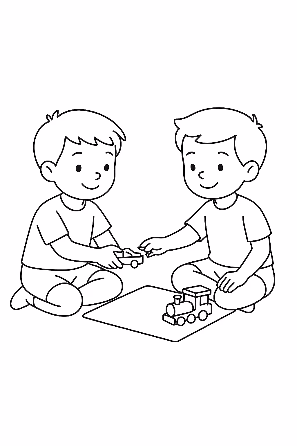 Menino amigos para colorir — desenho para imprimir