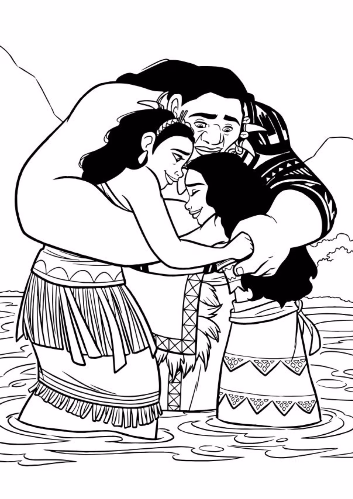 Moana e para colorir — desenho para imprimir