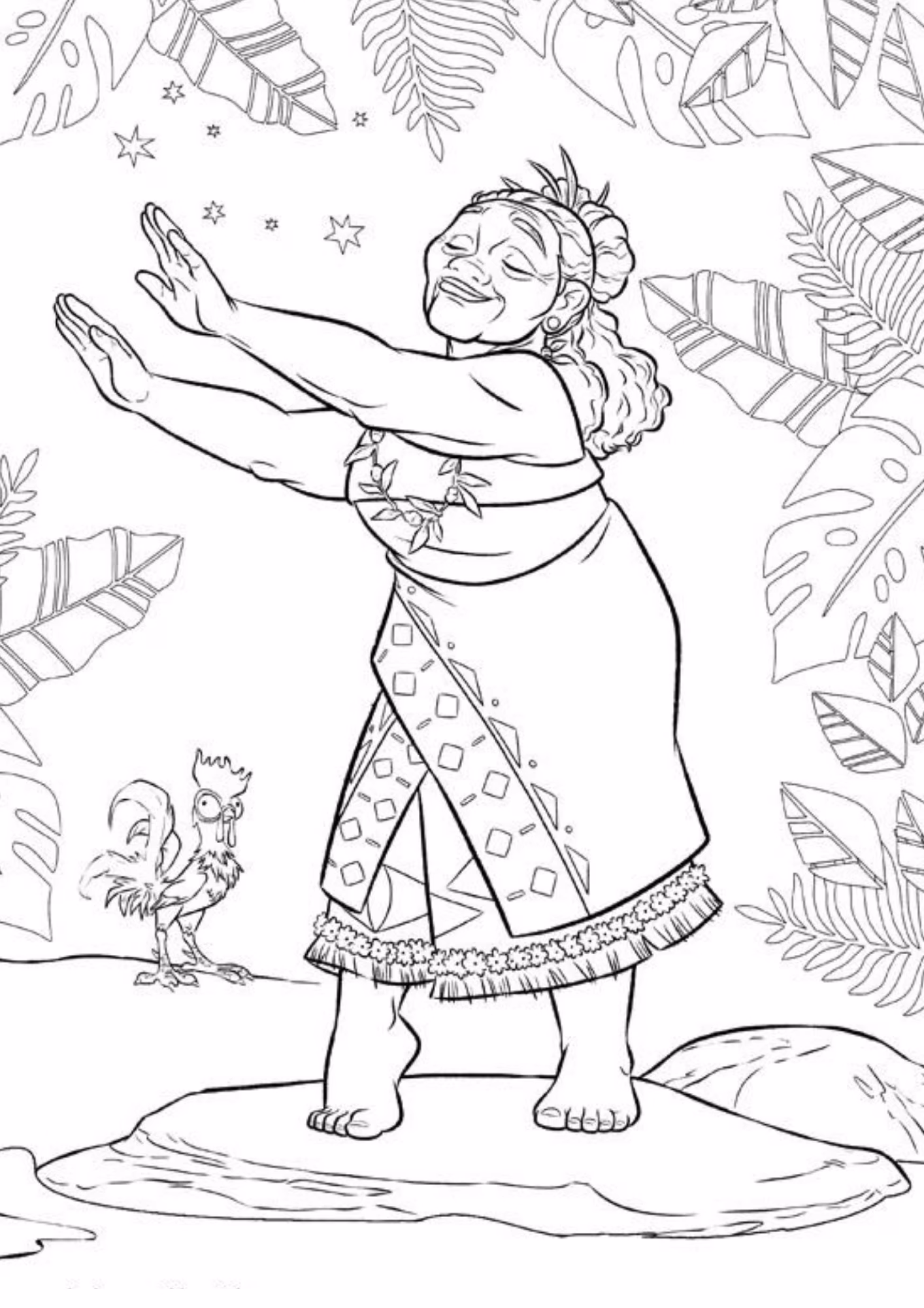 Moana e para colorir — desenho para imprimir