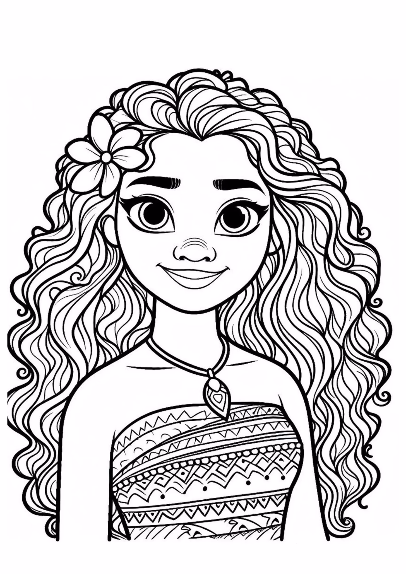 Moana e para colorir — desenho para imprimir