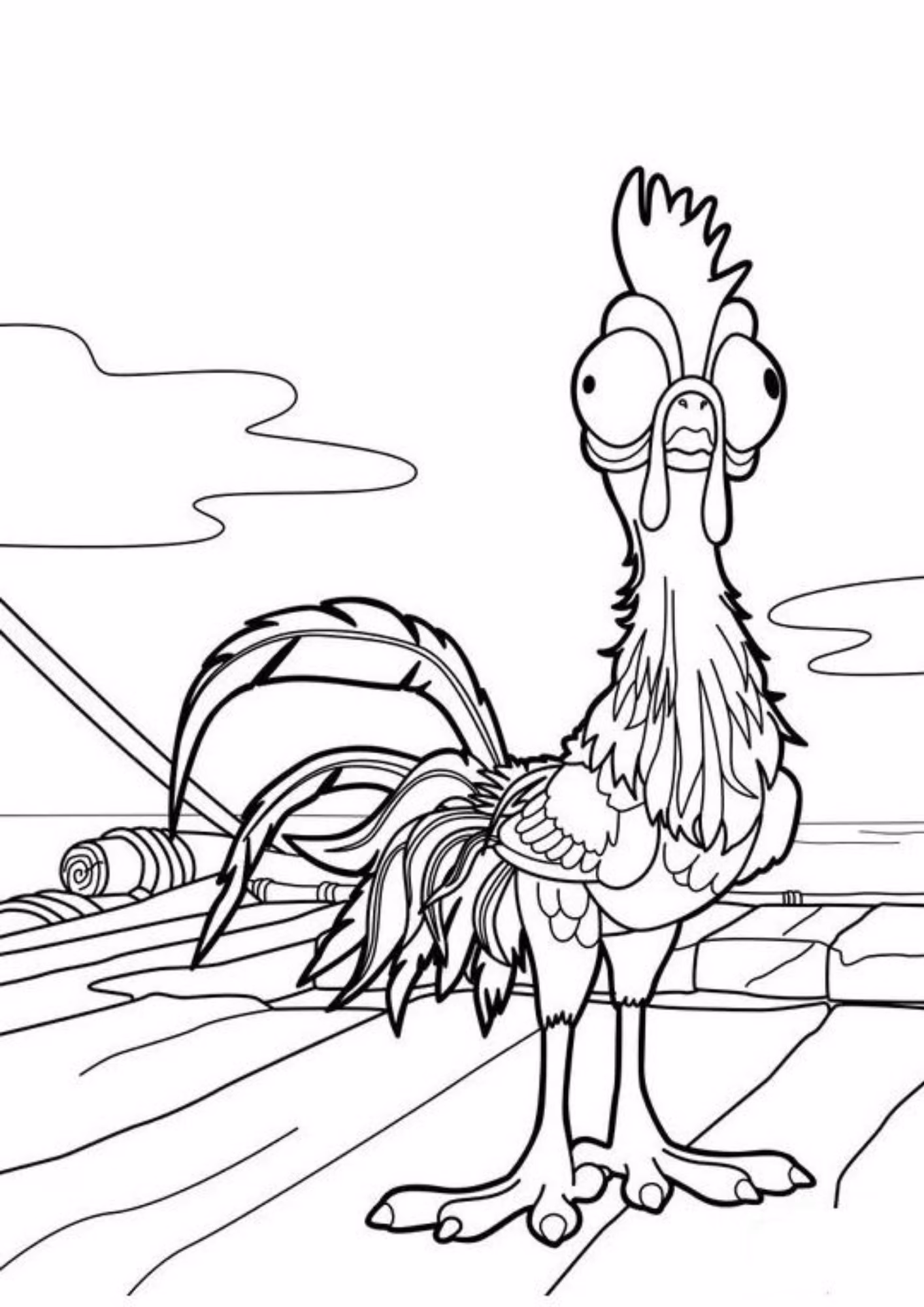 Moana e para colorir — desenho para imprimir