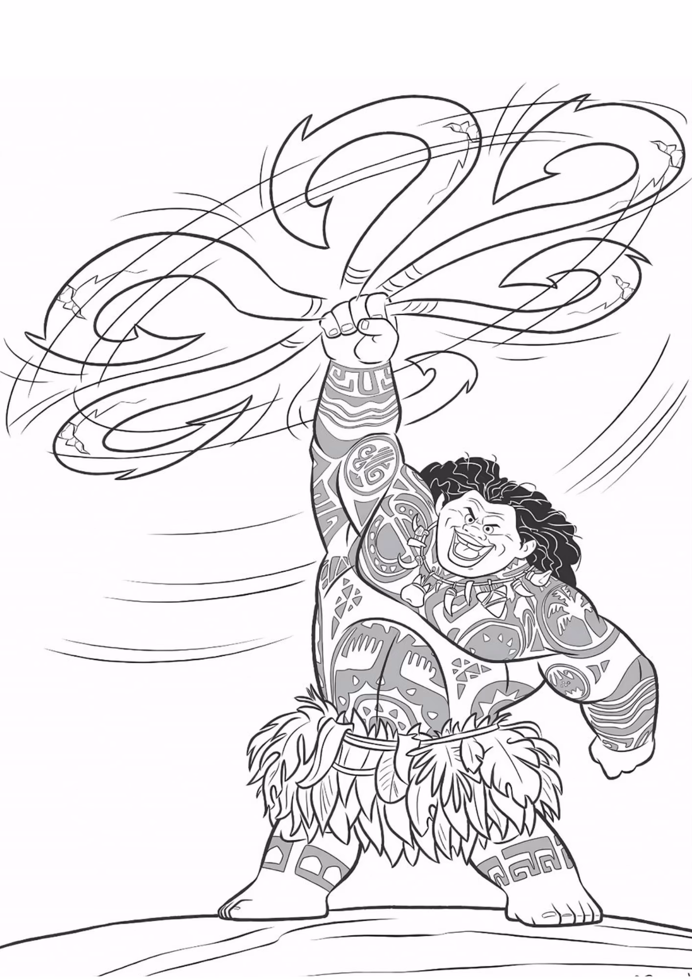Moana e para colorir — desenho para imprimir