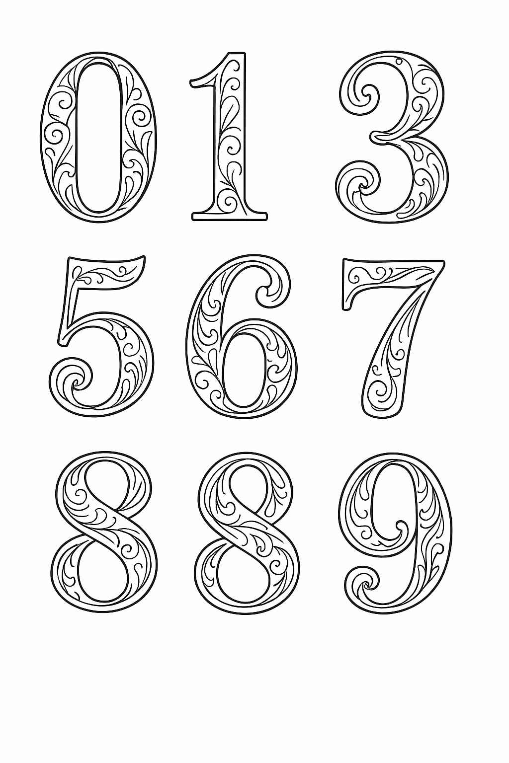 Numeros decorativo para colorir — desenho para imprimir