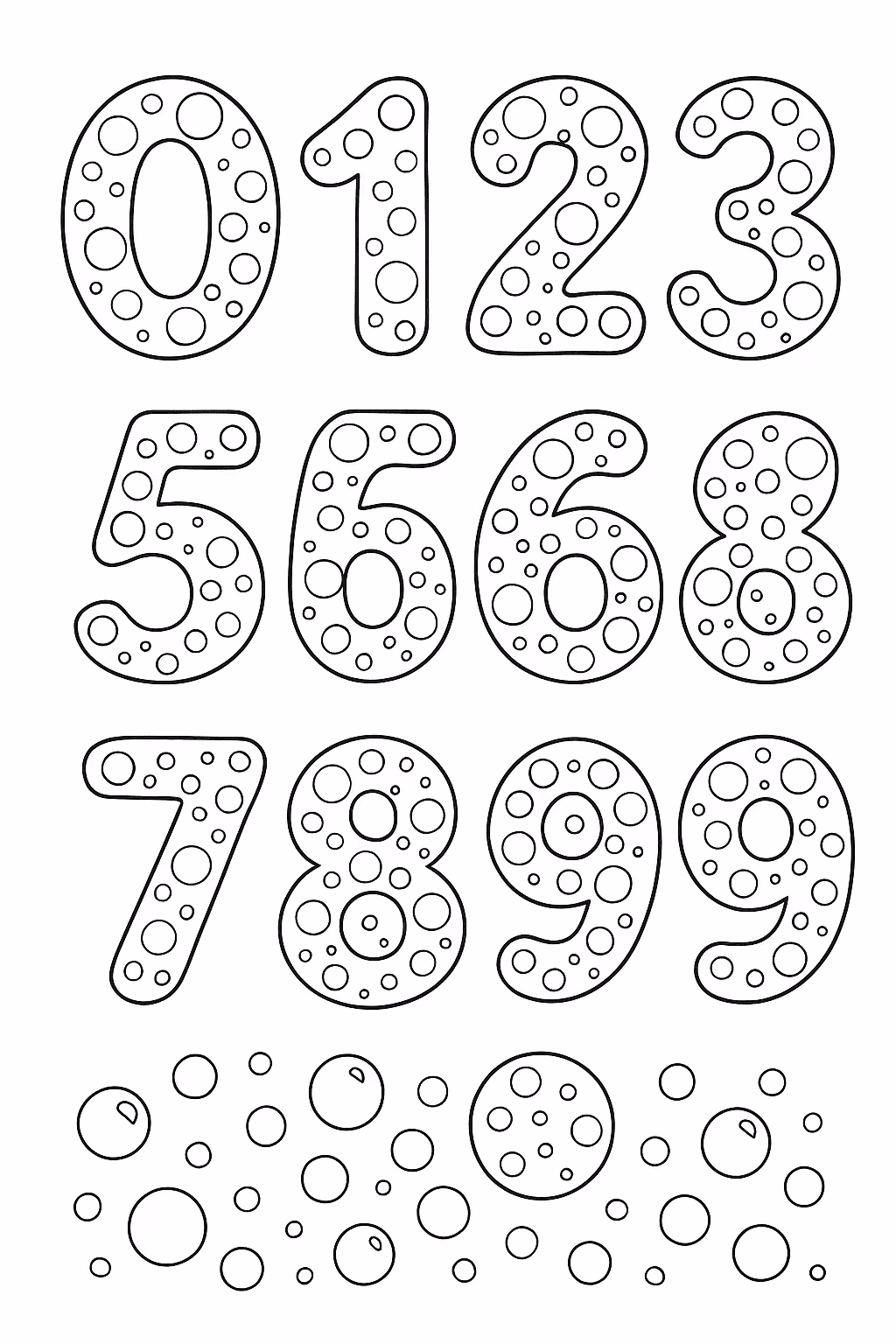 Numeros bolhas para colorir — desenho para imprimir