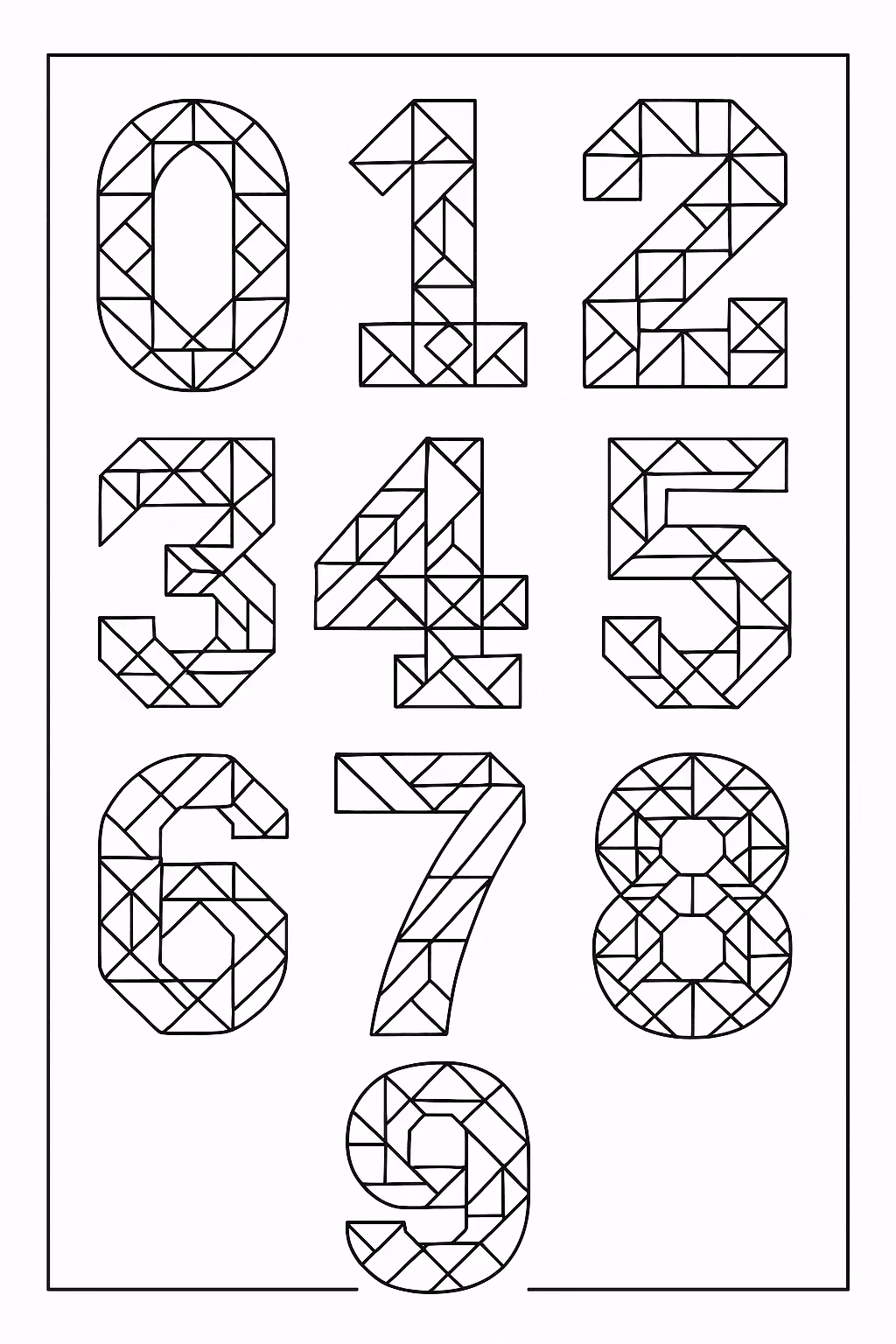 Numeros geometrico para colorir — desenho para imprimir