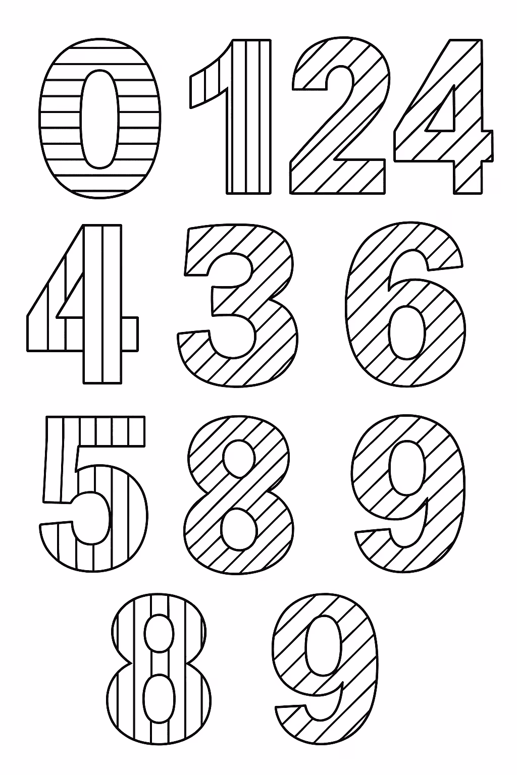 Numeros listras para colorir — desenho para imprimir