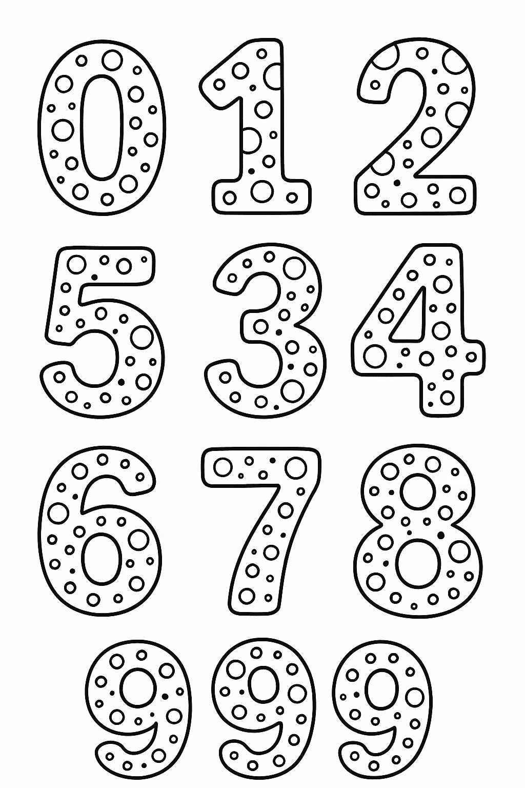 Numeros pontilhado para colorir — desenho para imprimir