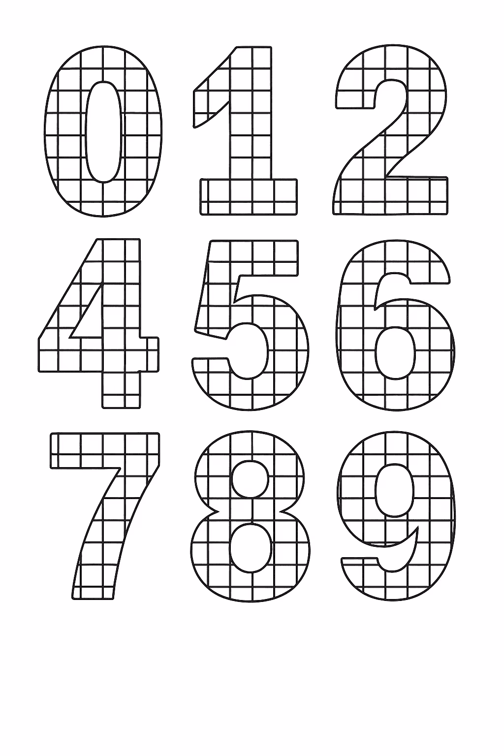 Numeros xadrez para colorir — desenho para imprimir
