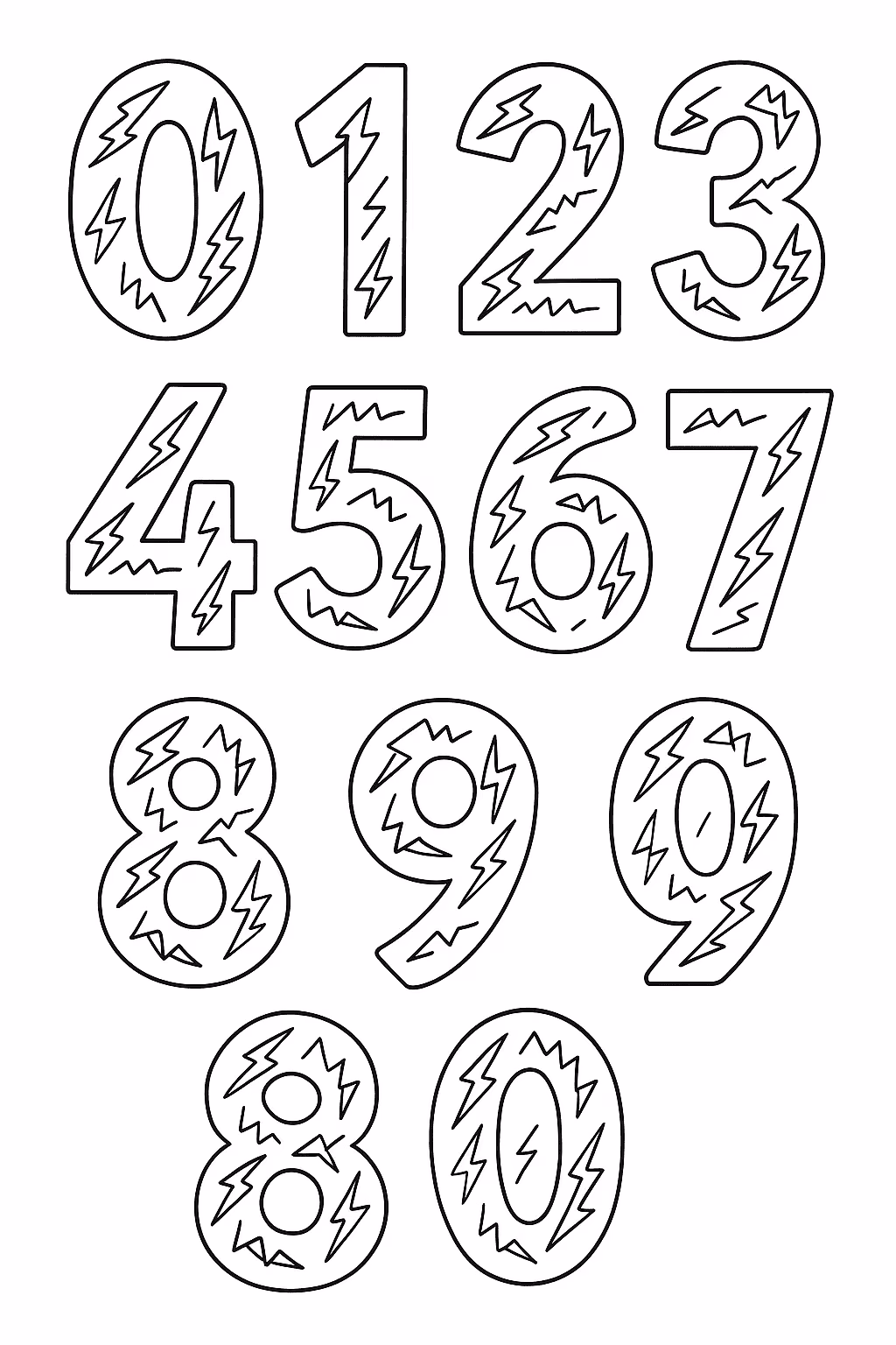 Numeros raios para colorir — desenho para imprimir