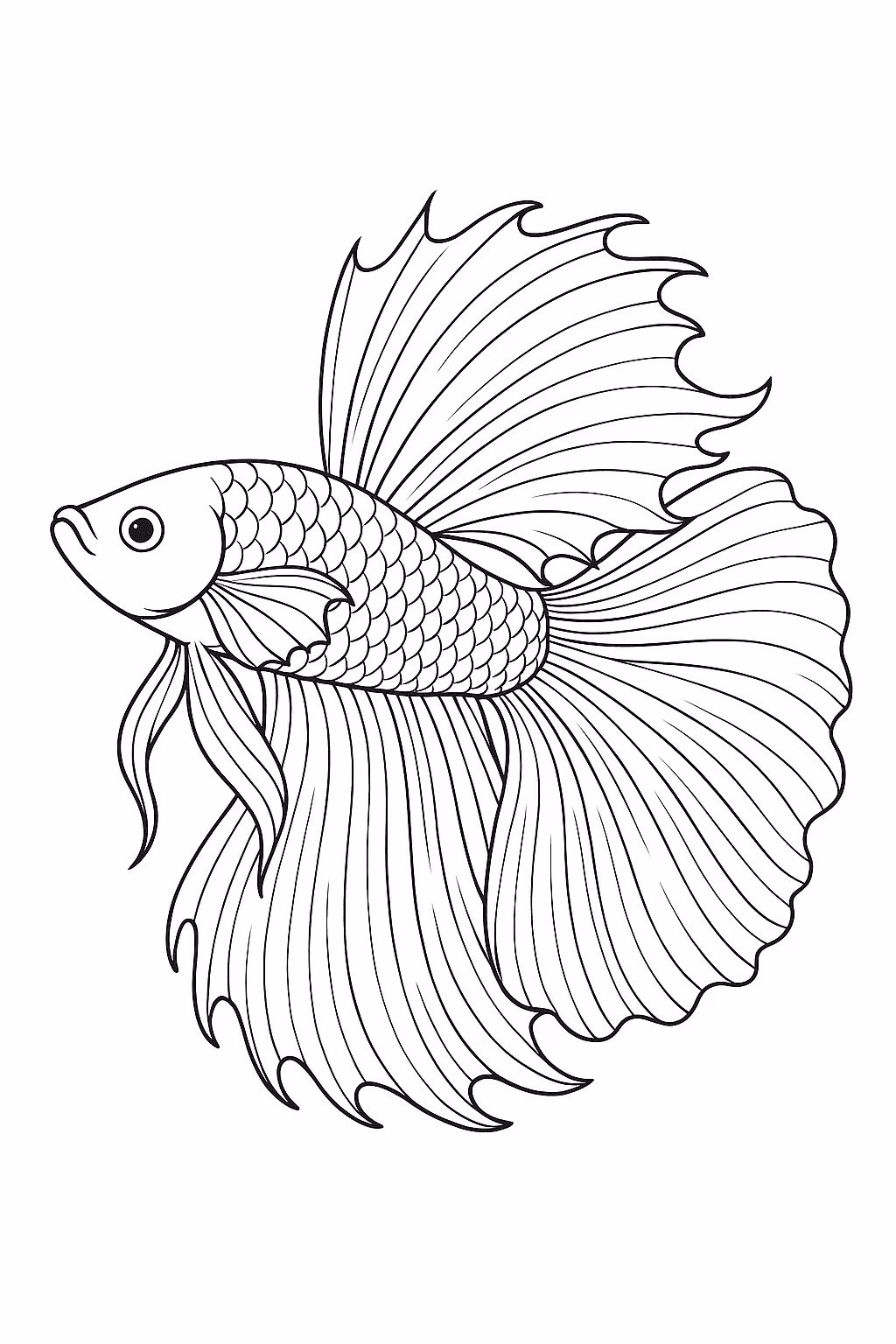 Peixe beta para colorir — desenho para imprimir