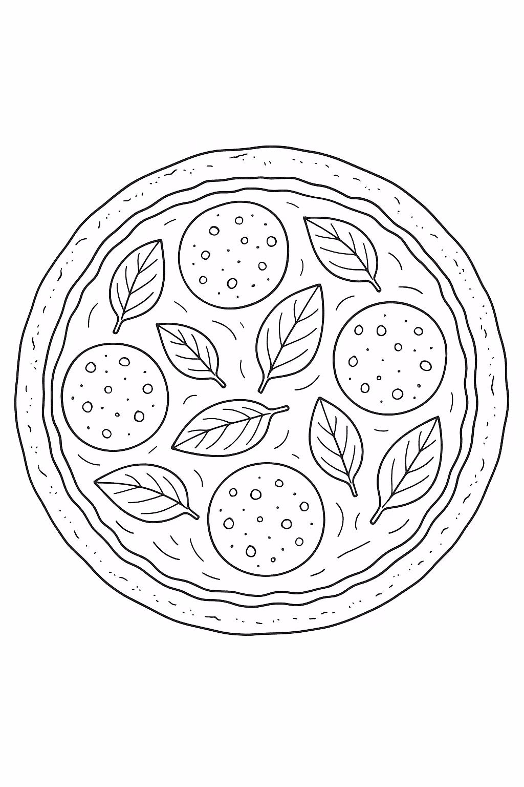 Pizza margherita para colorir — desenho para imprimir