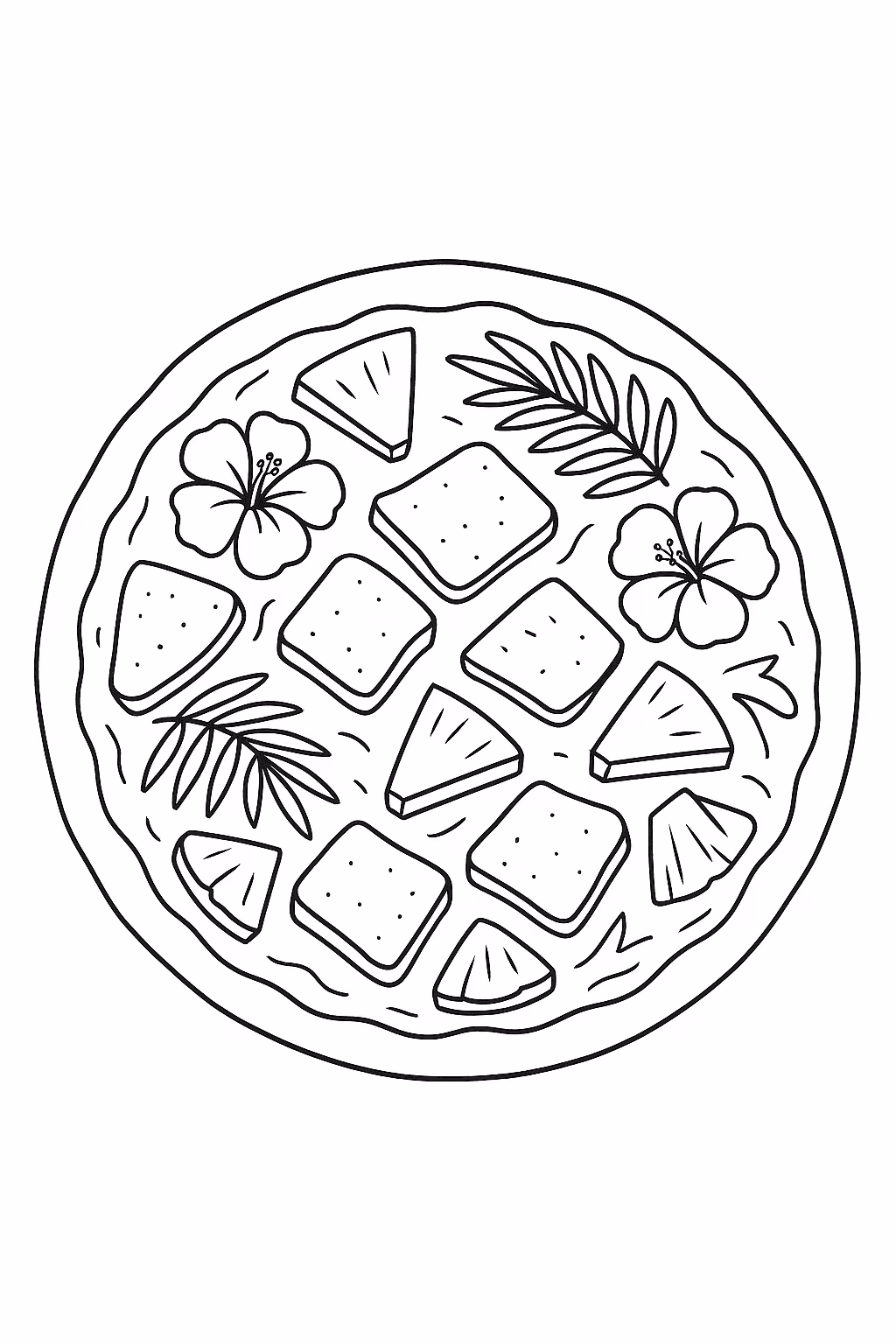 Pizza hawaiana para colorir — desenho para imprimir