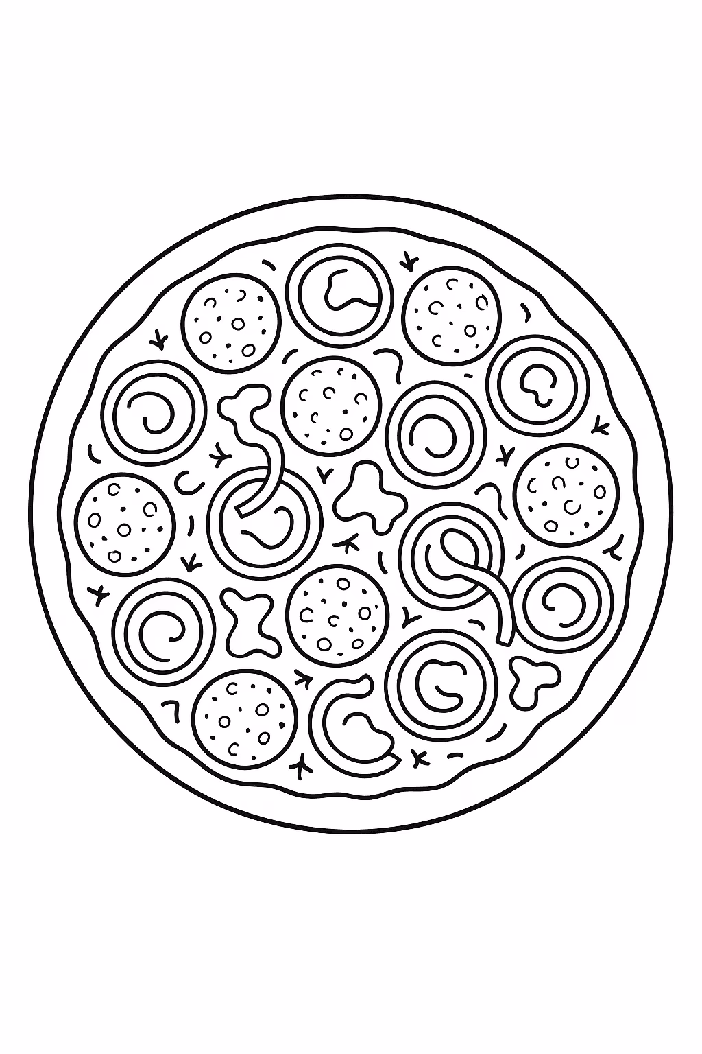 Pizza calabresa para colorir — desenho para imprimir