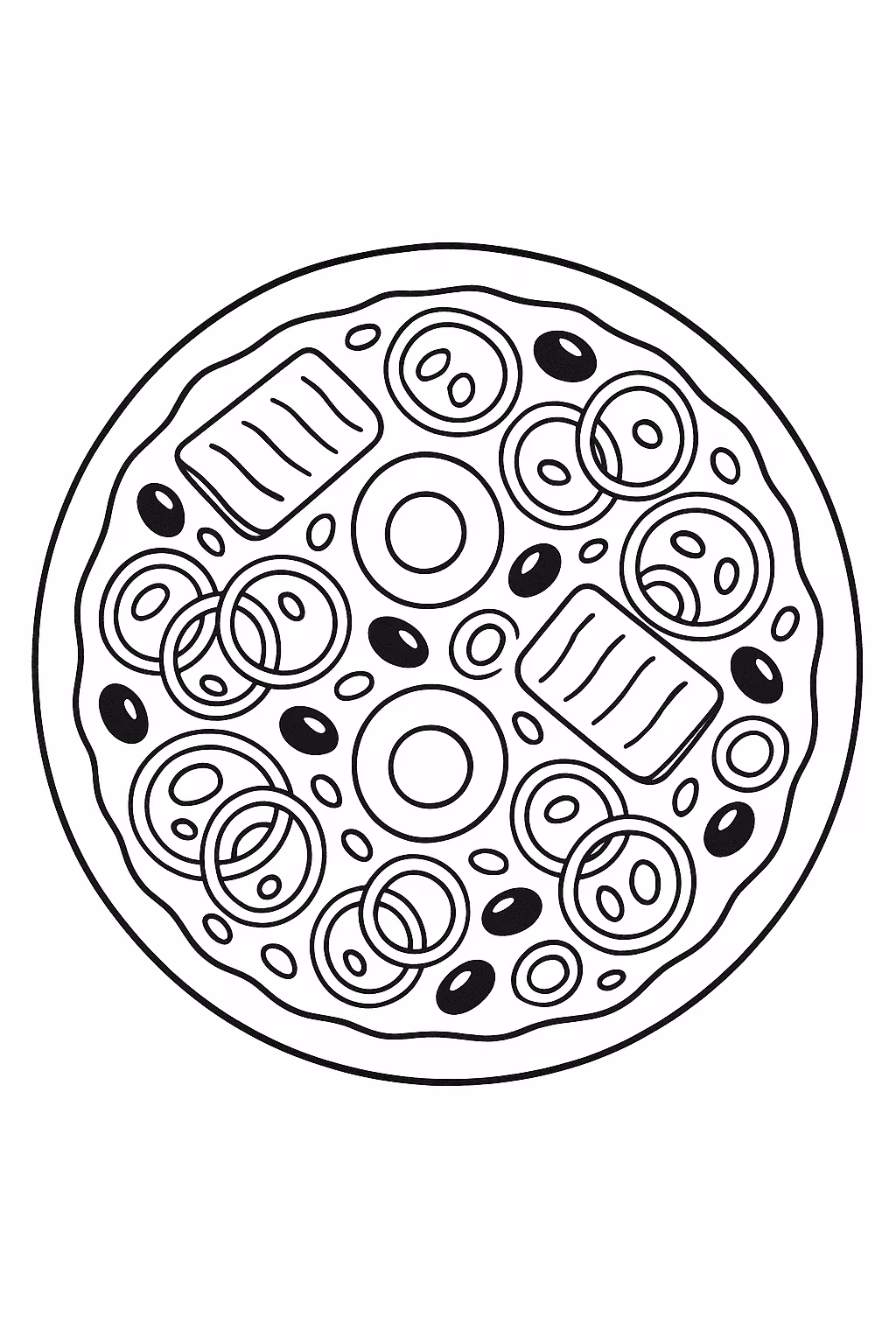 Pizza portuguesa para colorir — desenho para imprimir