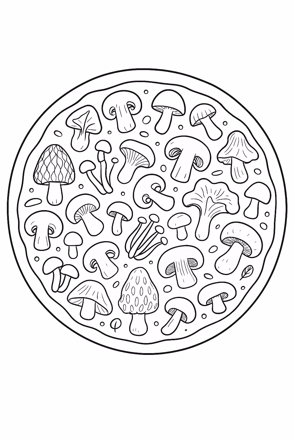 Pizza cogumelos para colorir — desenho para imprimir