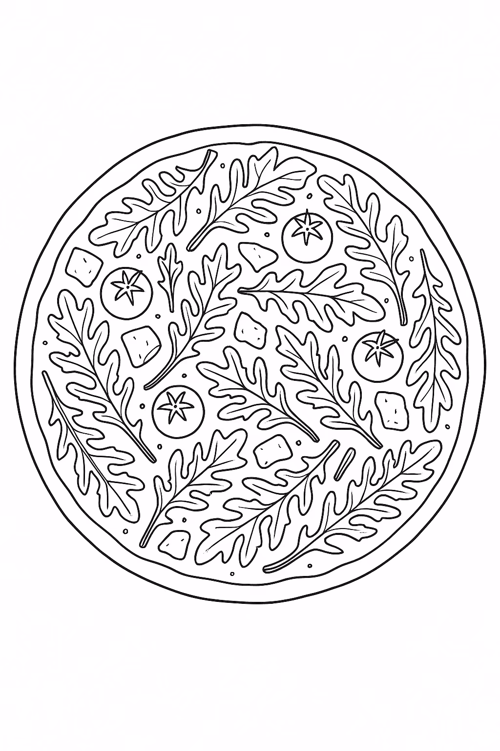 Pizza rucula para colorir — desenho para imprimir